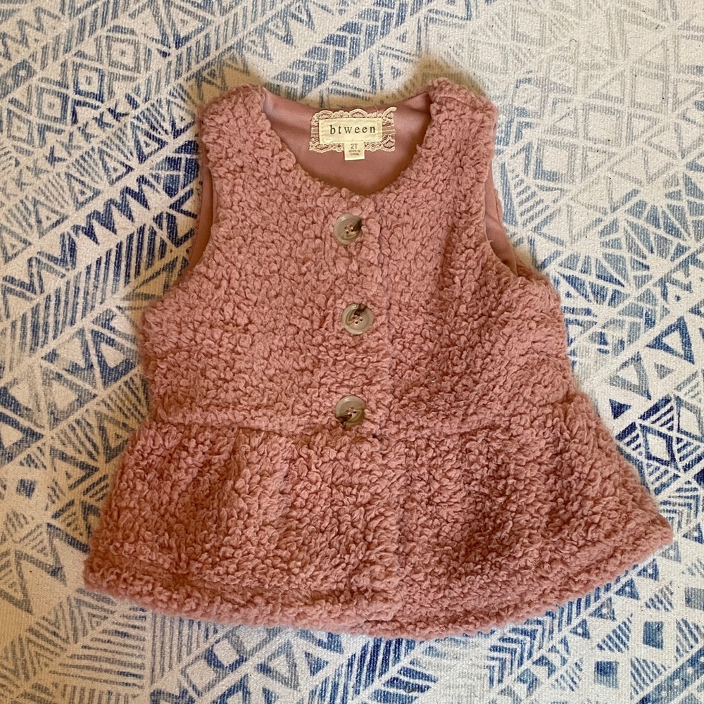 Btween Pink Fuzzy Toddler Vest